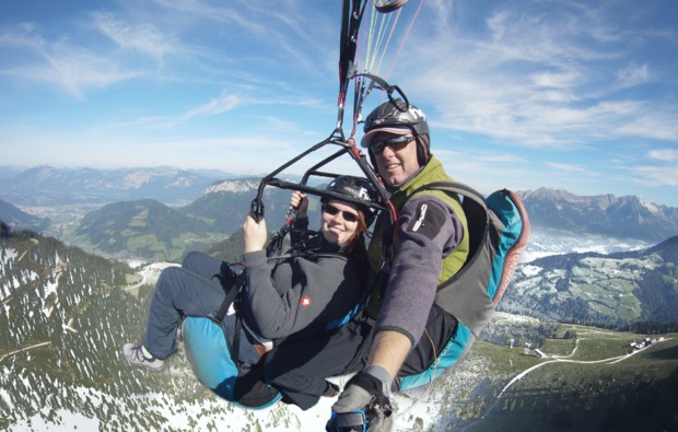 Winter Gleitschirm Tandemflug Söll Tiro...