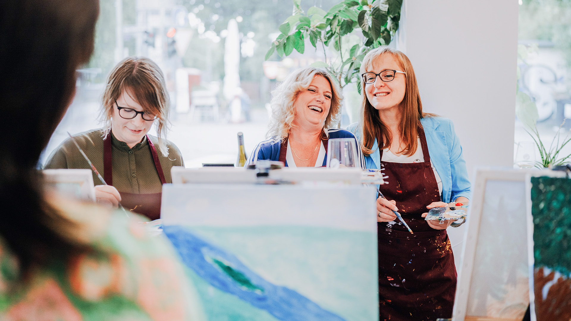 Paint & Drink mit Strukturpaste Hamburg