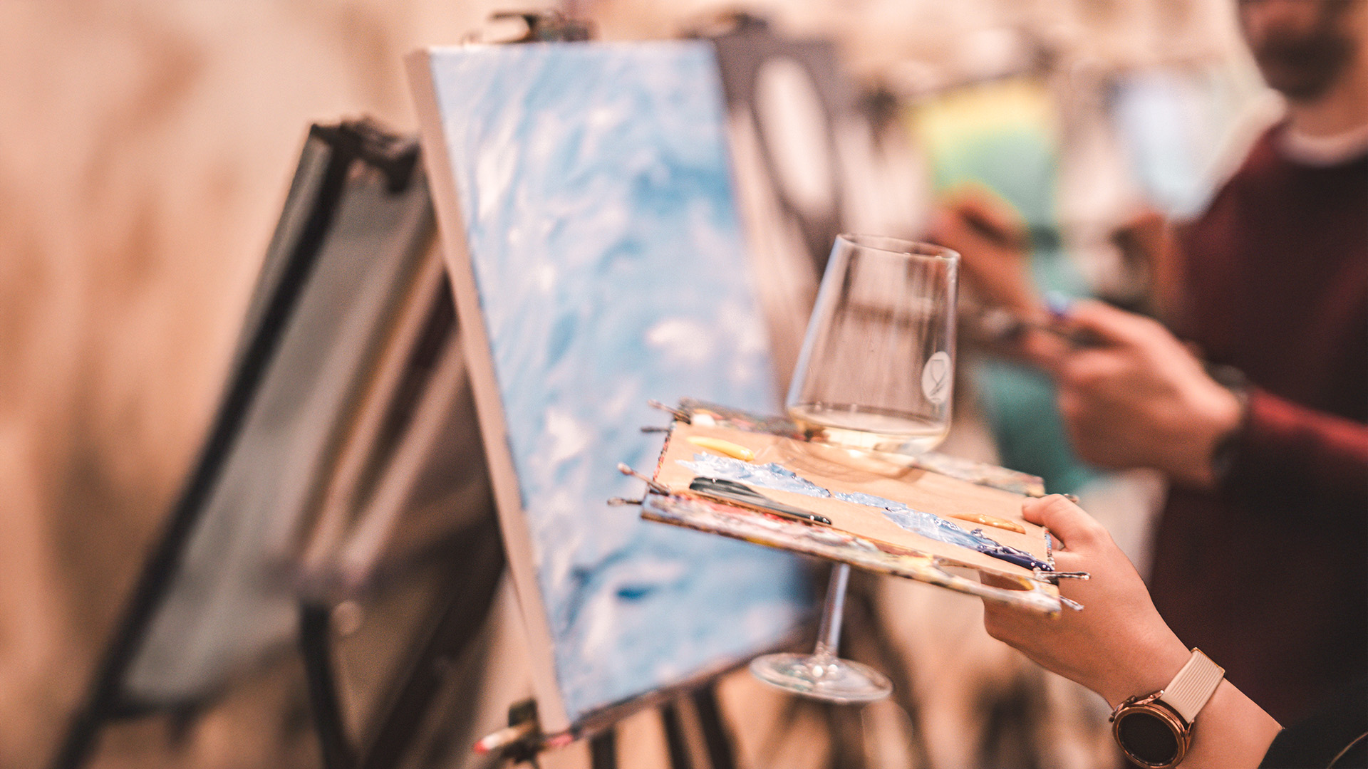 Paint & Drink mit Strukturpaste Frankfurt am Main