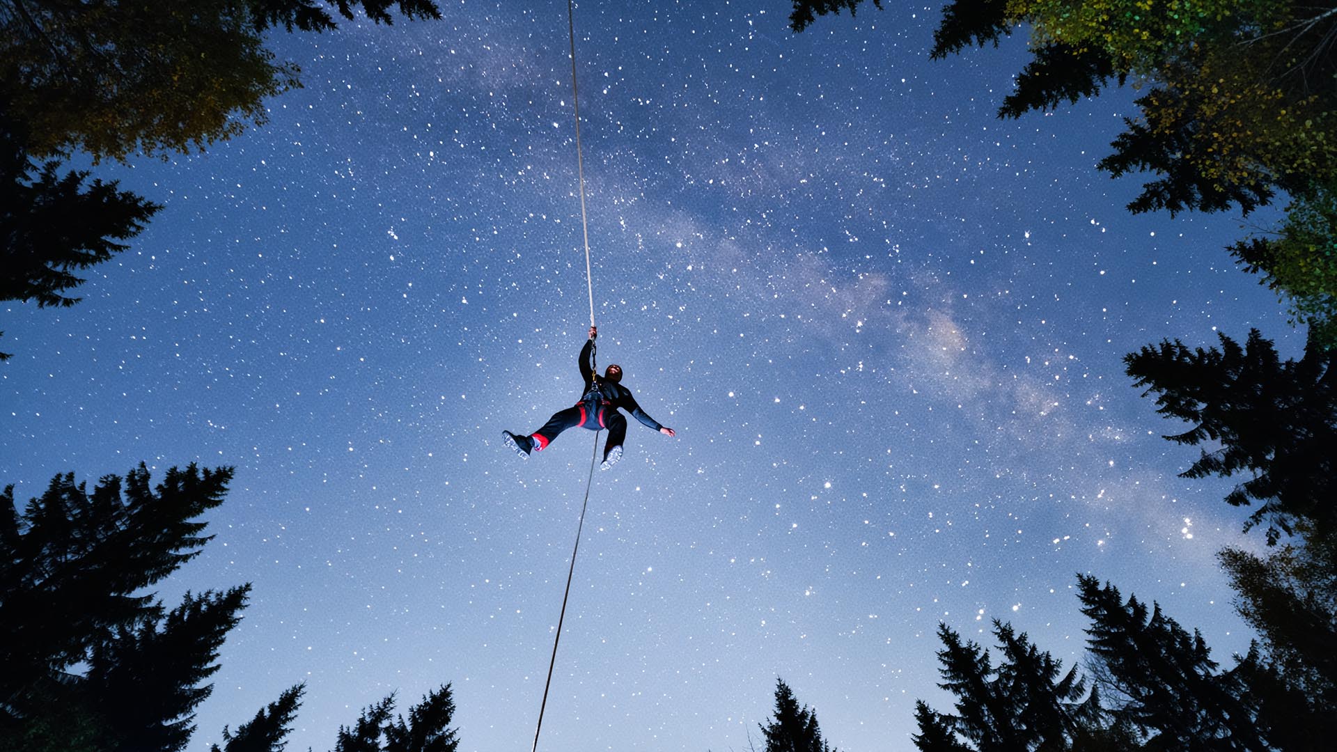Ziplining bei Nacht im Pfälzerwald - Sternenglück beim Midnight Zipping im Pfälzerwald in Elmstein (Iggelbach) Ziplining bei Nacht im Pfälzerwald - Sternenglück beim Midnight Zipping im Pfälzerwald in Elmstein (Iggelbach)