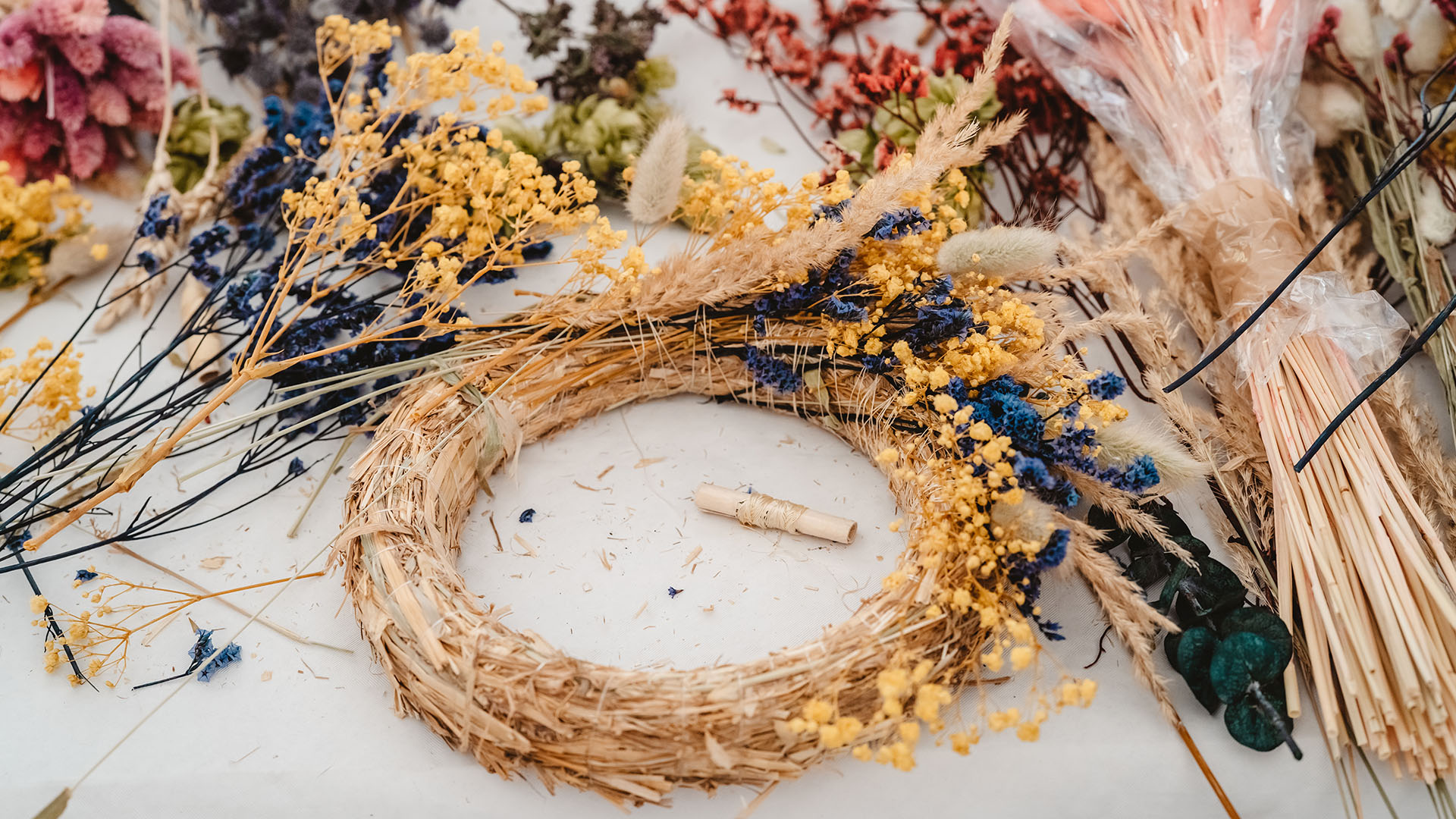 Trockenblumen Türkranz selber machen Pliening