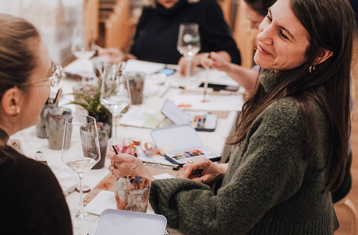 Aquarellkurs Hamburg mit Weinprobe