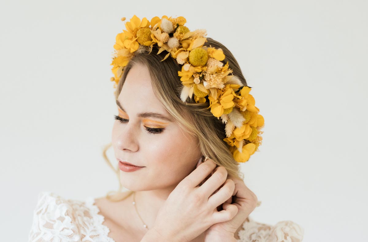 Haarkranz aus Trockenblumen selber machen Rostock