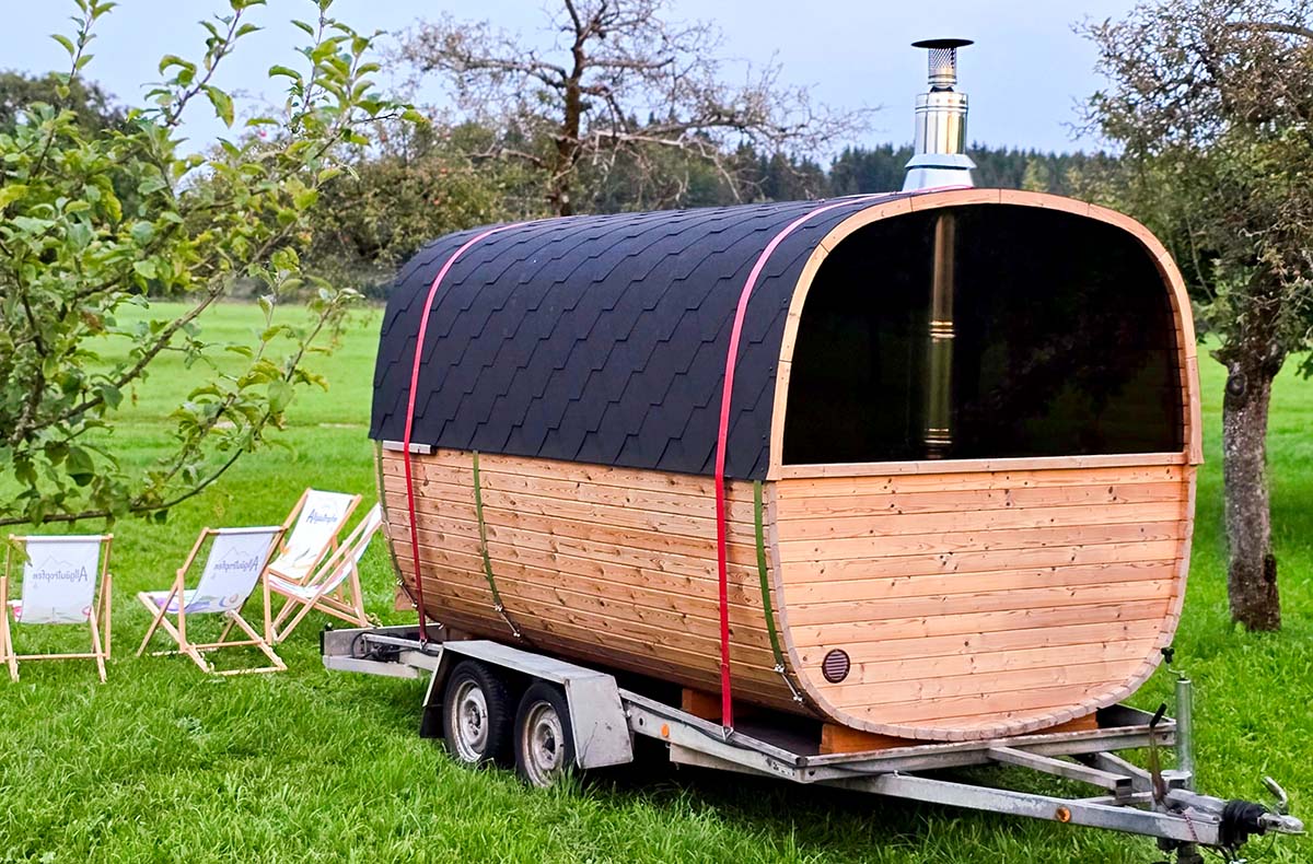 Mobile Panoramasauna mieten Wangen im Allgäu (Wochenendmiete) - Mobile Panorama-Sauna: Wellness-Abenteuer unter freiem Himmel