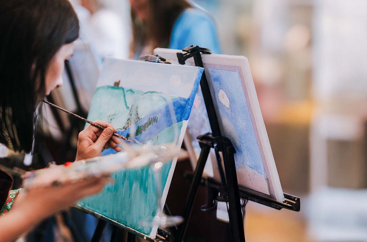 Paint & Drink mit Strukturpaste Frankfurt am Main