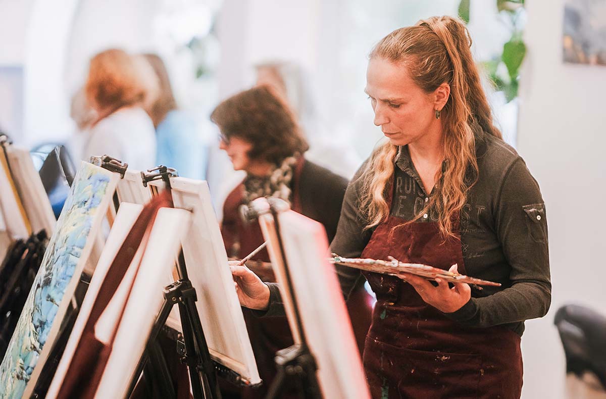 Paint & Drink mit Strukturpaste Frankfurt am Main