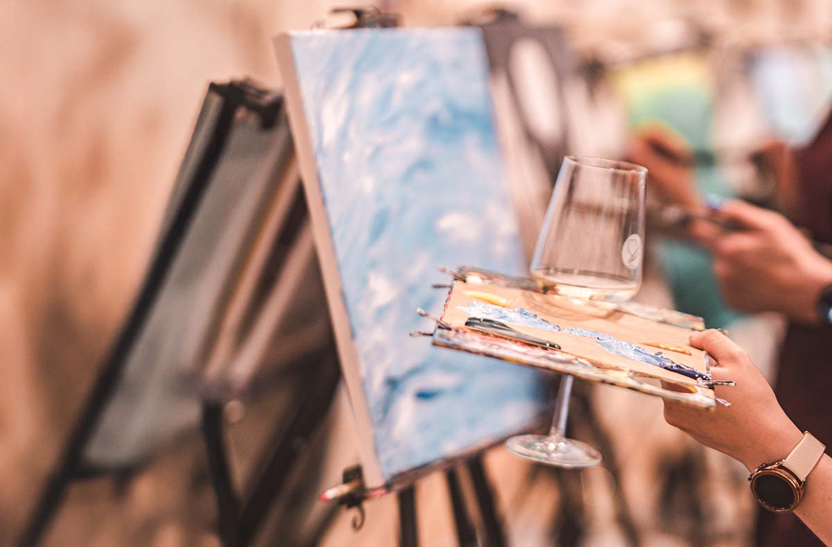 Paint & Drink mit Strukturpaste Fran... Paint & Drink mit Strukturpaste Fran...
