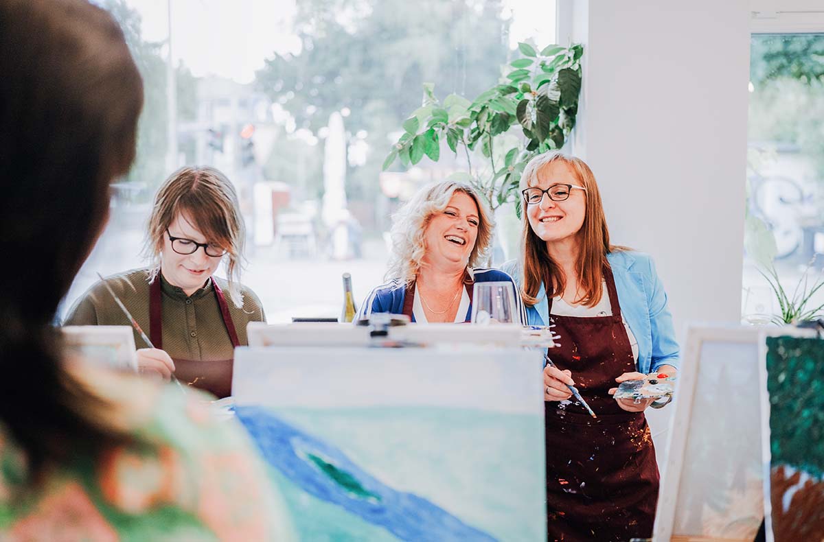 Paint & Drink mit Strukturpaste Hamburg