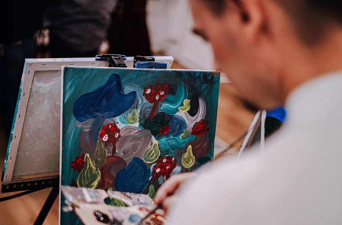 Paint & Drink mit Strukturpaste Hamburg