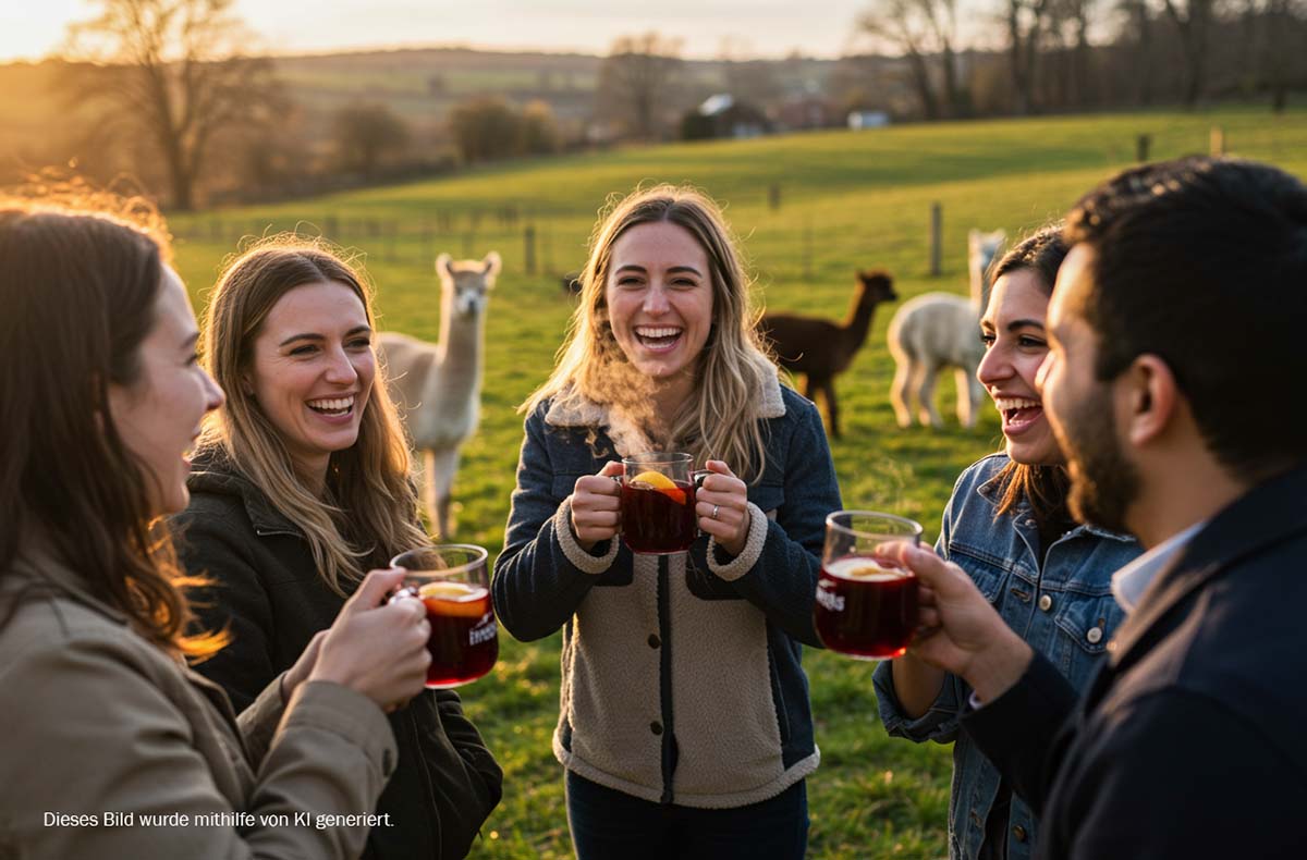 Weintasting auf der Alpakaweide - Wein t...