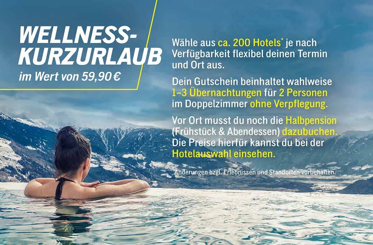 4 Tag(e) Wellness Kurzurlaub für 2 (3 Nächte) inkl. Halbpension